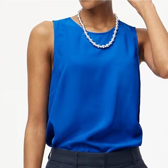 J. Crew factory Sleeveless button-back shell in bright Grotto NWT Size XS - Picture 1 of 10